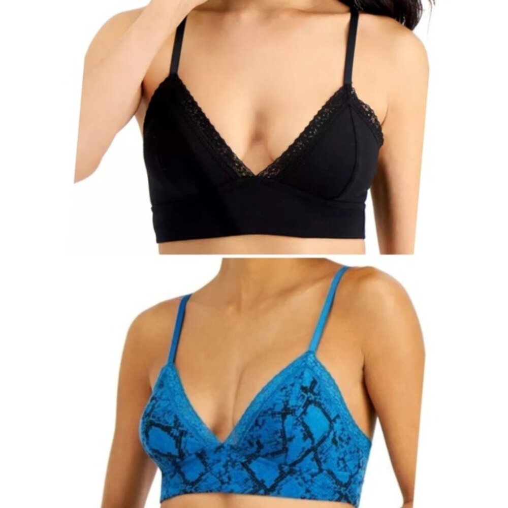 2 Jenni Bralettes 1 Blue Print & 1 Black NWT Size Small